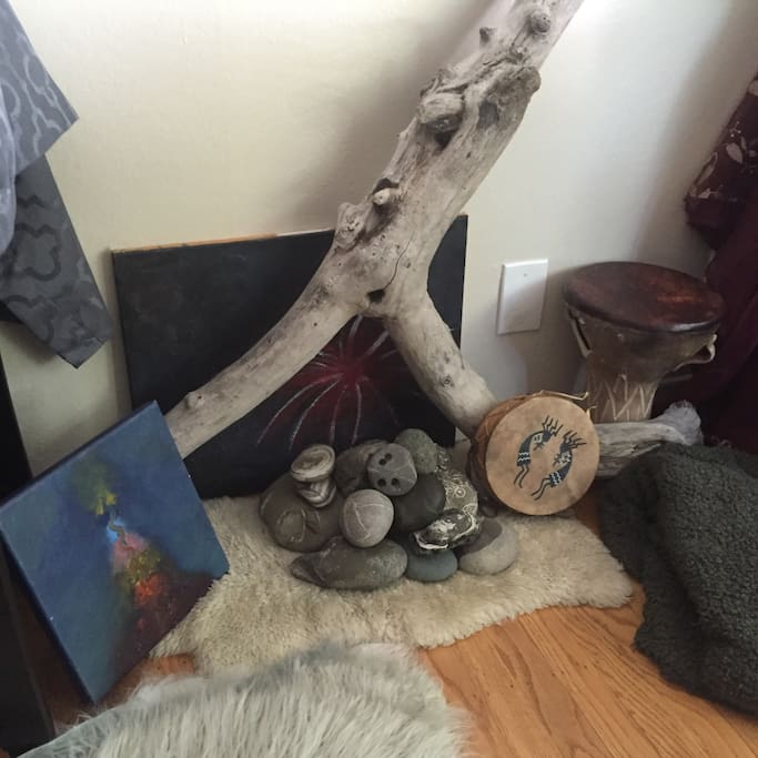 A collection of my own art and rocks from local beaches to set the stage...