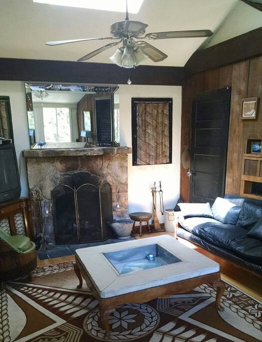 Living Room with Working Fireplace