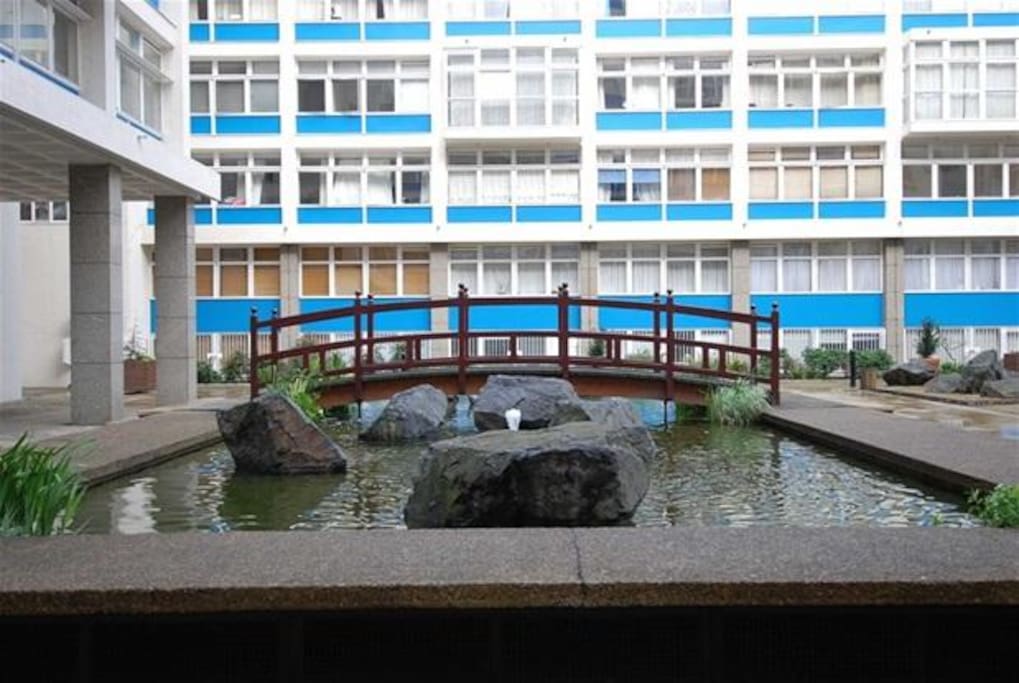 Japanese Garden, there is an area to smoke on the right side.