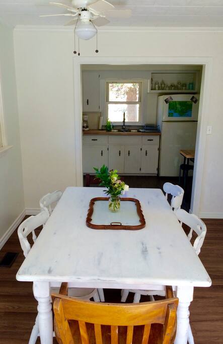 Dining room table. There will be a detailed information package about favourite wineries, restaurants and local attractions.