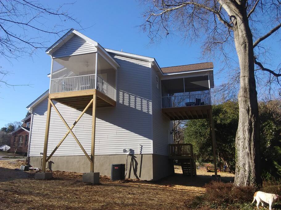 Right rear exterior. Showing both screen porches.