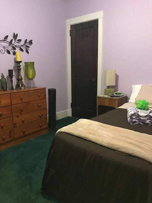Your room! Clean 8x10 ft bedroom. Window air conditioner and tower fan.