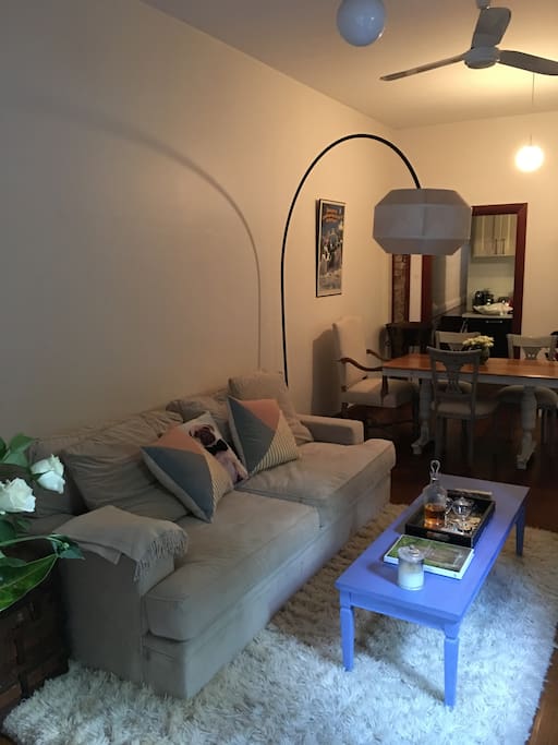 Our dining & lounge room. The television is wall mounted.