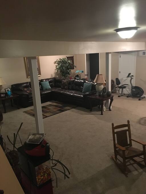Large Living space with big TV, Wii and DVD player. Half bath