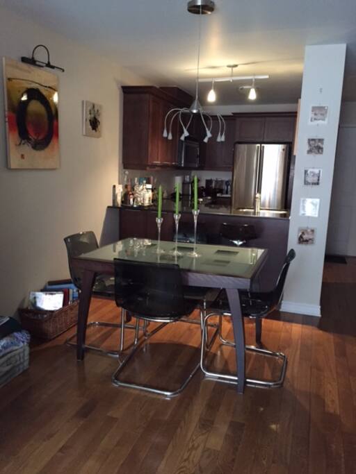kitchen counter overlooking the dining room