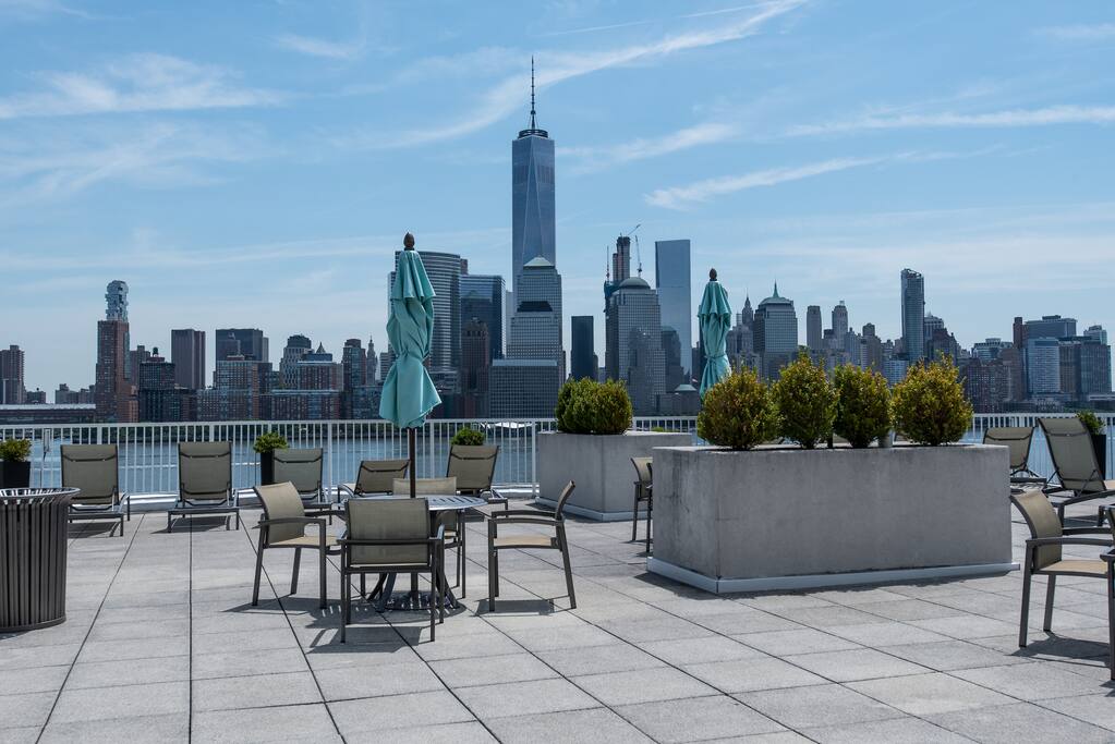 Relaxing space offering WTC view.