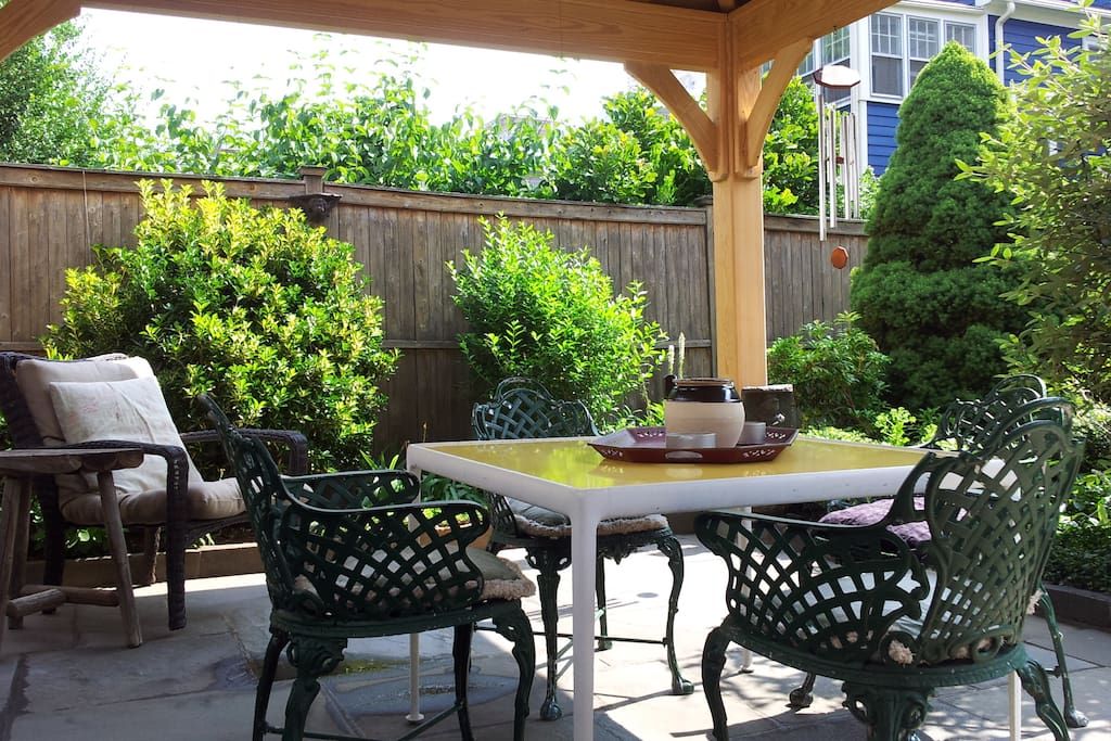 Garden patio under the pavilion