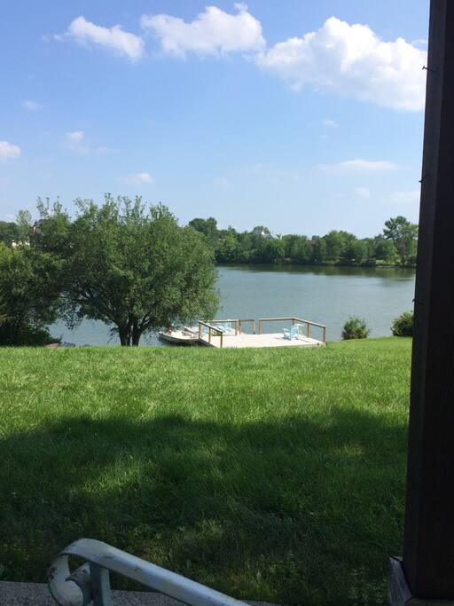 Backyard view from Trex deck. Also Trex deck and dock on lake