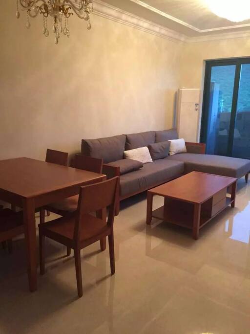 Sweet living room (one dining-table & six chairs; Comfortable sofa)