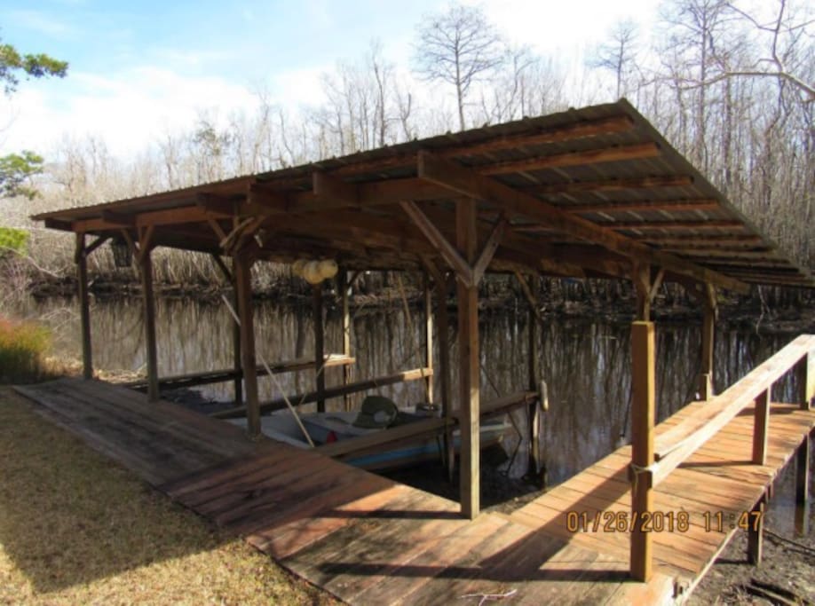 Covered boat slips.