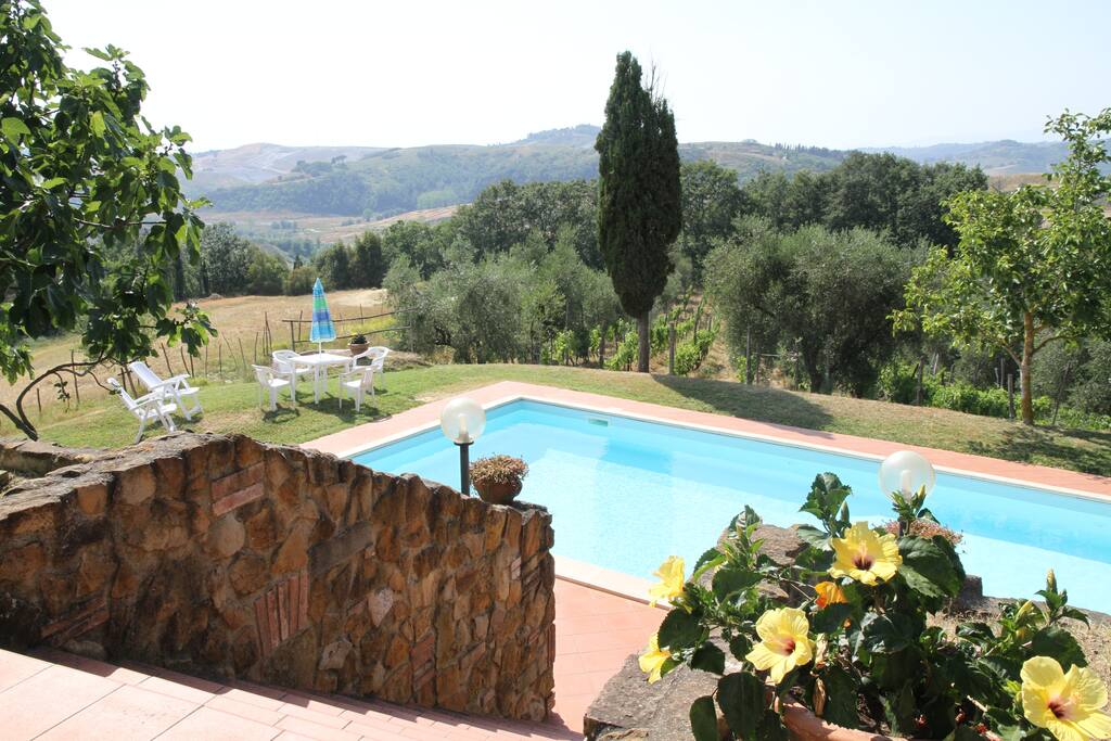 Vista piscina e panorama dalla casa