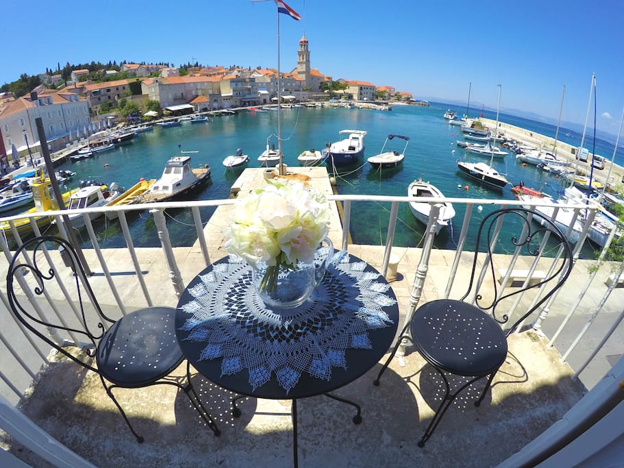 Balcony overlooking the harbor