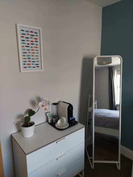 A touch of luxury, Nespresso machine for in room caffeine kick convenience.