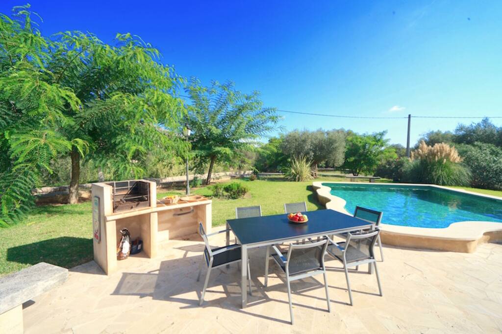 Barbecue and dining table