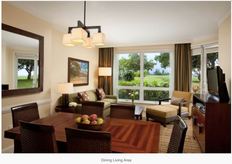 Dining/living room area on the 1-bedroom premium portion of the lockoff units