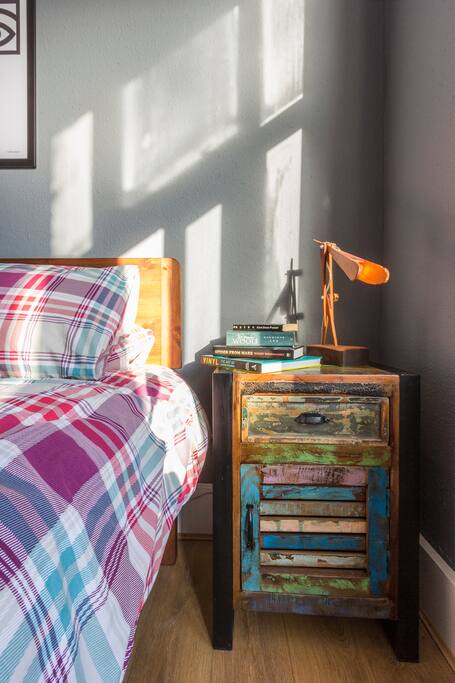 Quirky bedside table, extra storage for all your stuff...