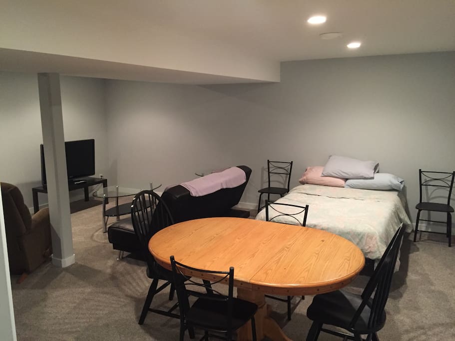 Living room area double bed can be setup if requested