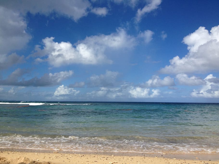 This beach is just steps away