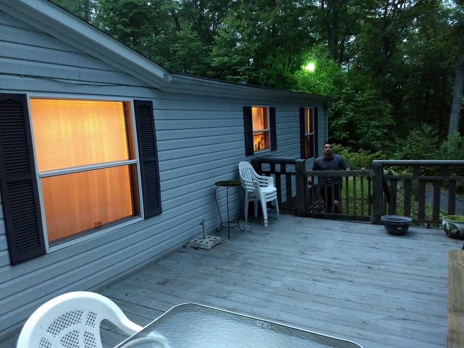 Sitting on the front Deck.