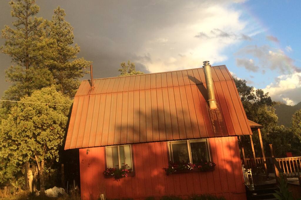 Our 2 bedroom cabin sits on hill facing south onto the valley, overlooking the Lower Blanco River.