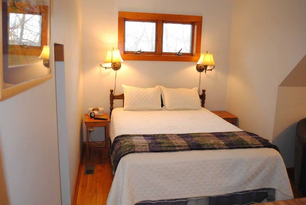 The sleeping area has a very comfortable pillow-top queen bed.