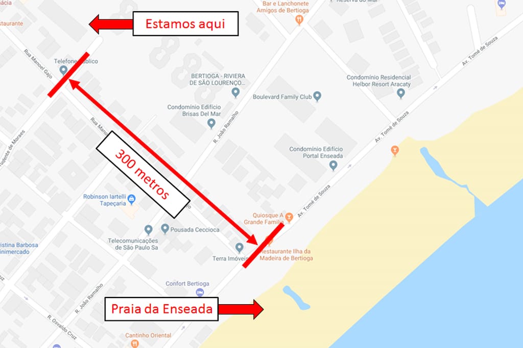 Estamos a apenas 300 metros da praia da Enseada