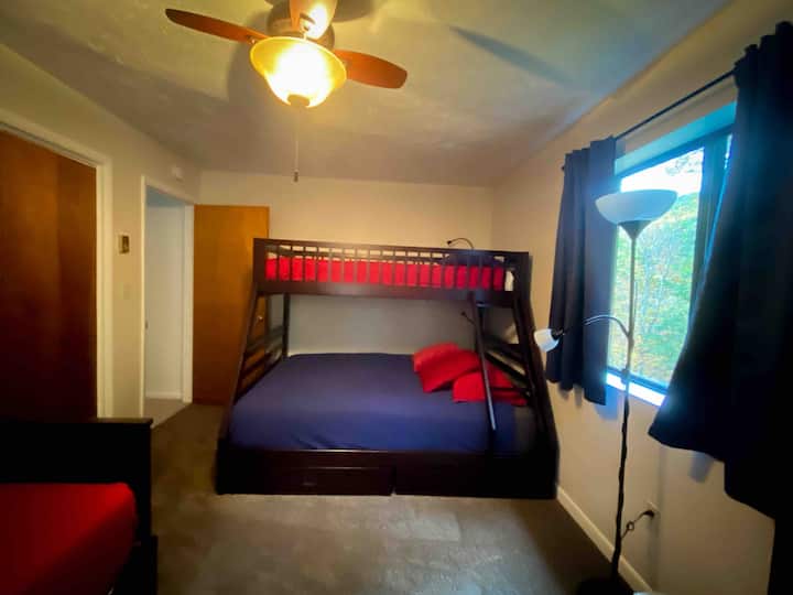 Second bedroom includes a queen/twin bunk bed. (Second floor)