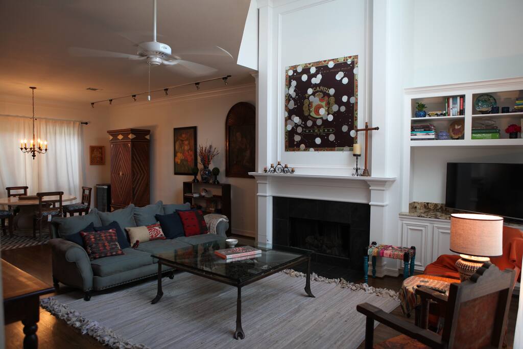 living area with gas fireplace