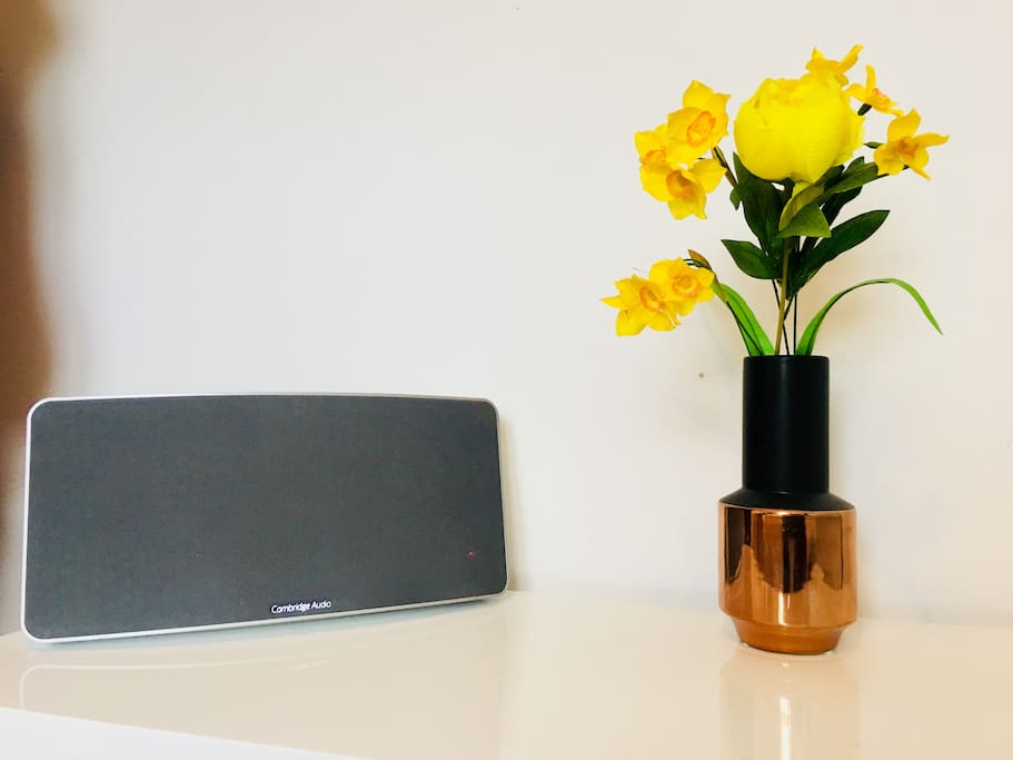 Top of the range Cambridge Audio bluetooth speaker / Wi-Fi radio is also included in the guest bedroom.