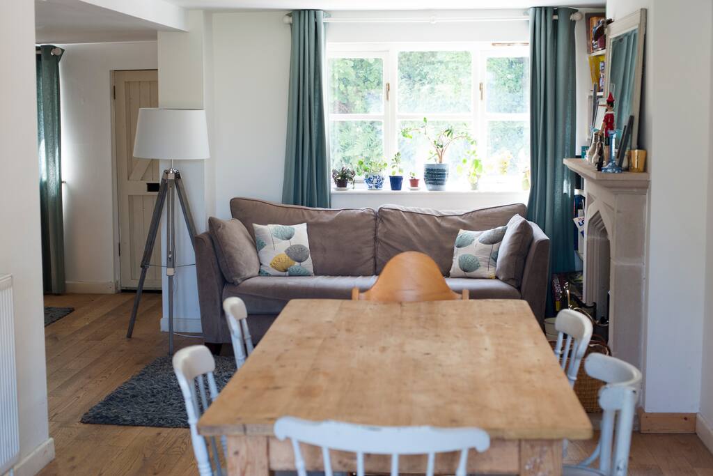 The living room is open plan.