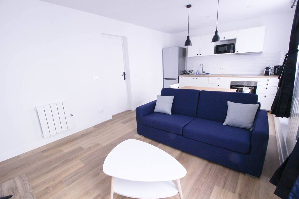 Nice living room with comfortable sofa bed