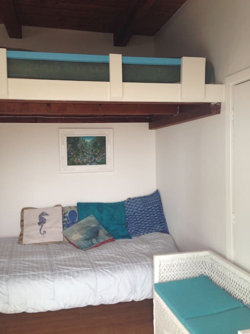 Comfortable tatami bed with additional sleeping in loft.