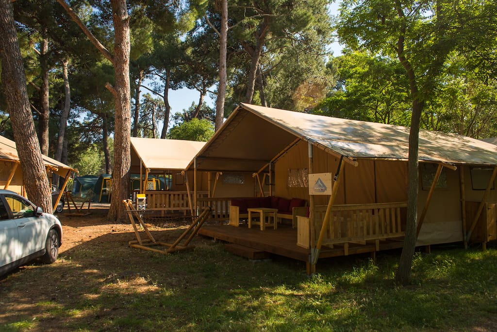 Gray tent