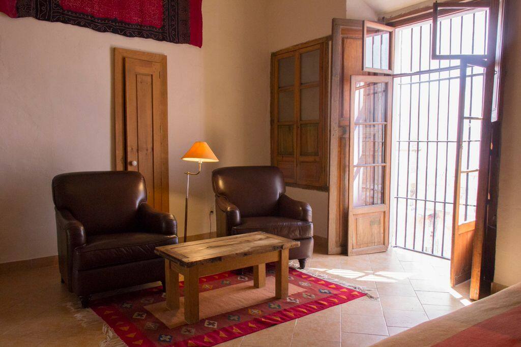 Confortable furniture, large window and good light.