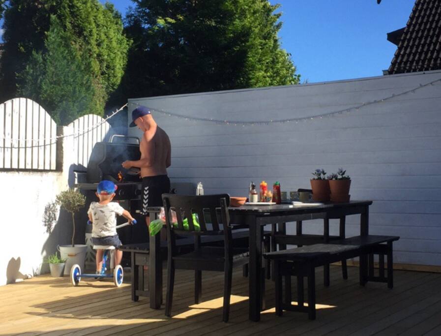 Eat your meals outside. Feel free to share our backyard with us during your stay
