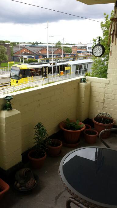 Looking at Metrolink tram from balcony