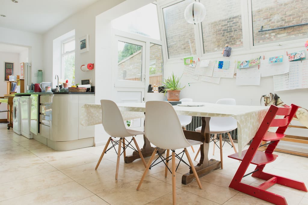 Light airy dining area in kitchen