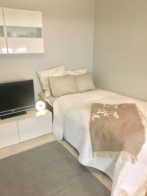 Comfortable double bed. I may provide you with a small extra mattress if needed.