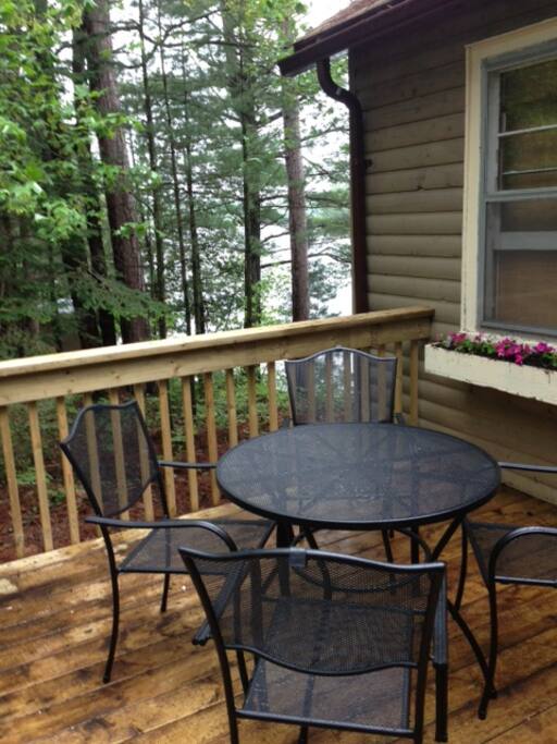 Outside dining, with barbecue and large deck
