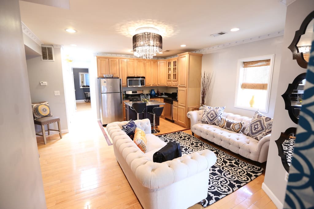living room and kitchen in open floor plan