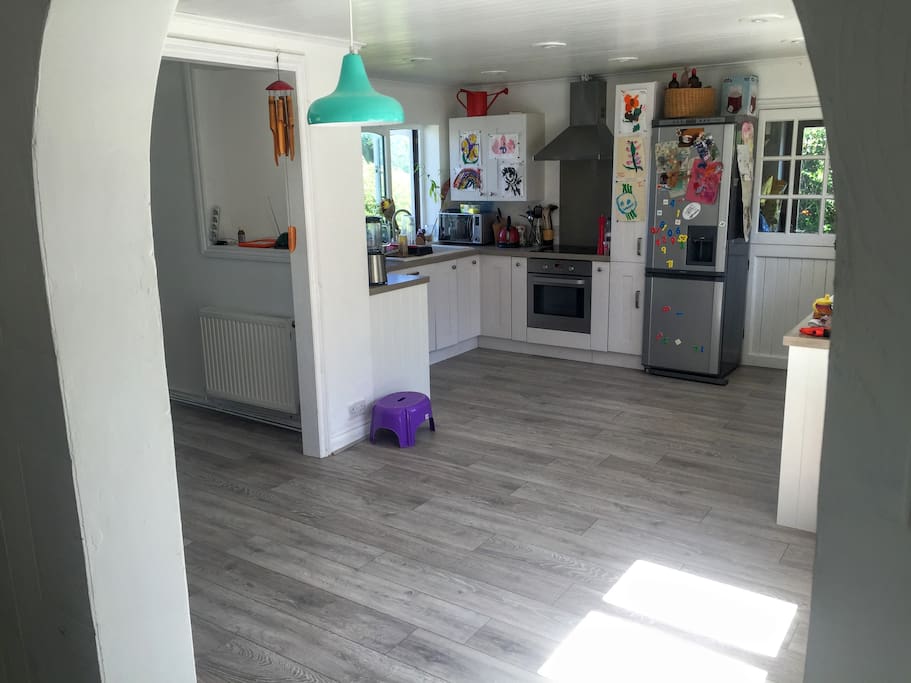 Large open plan coastal kitchen