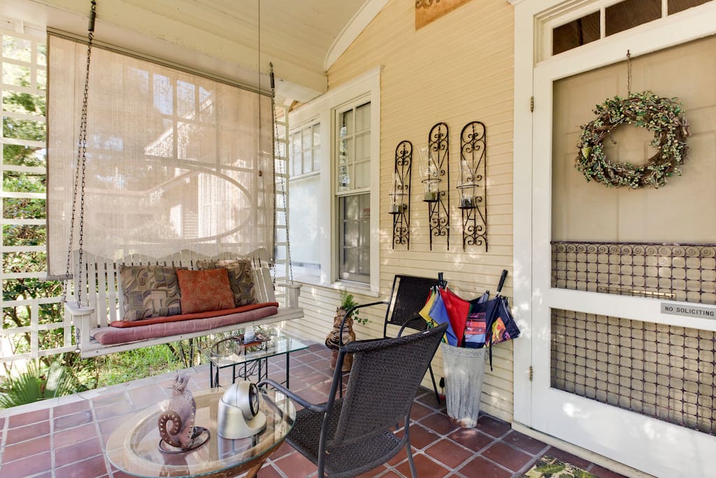Our Cozy porch with chair Swing.