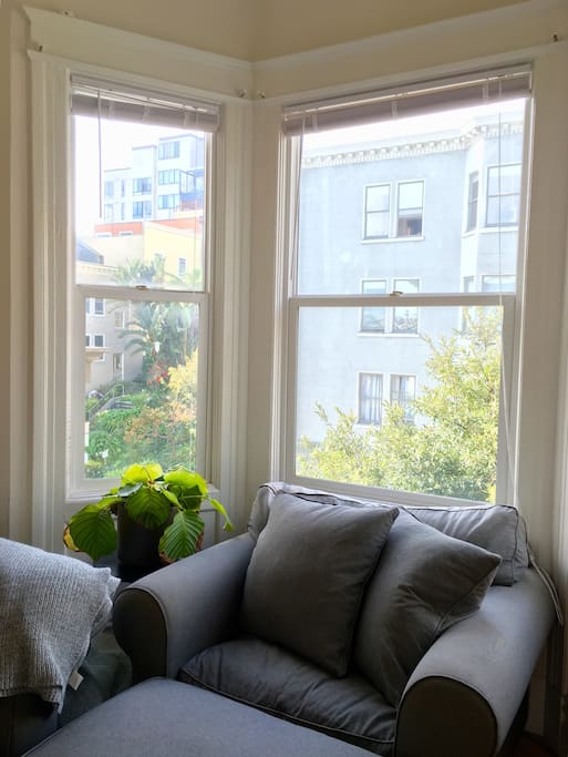 Bay windows and lots of natural light