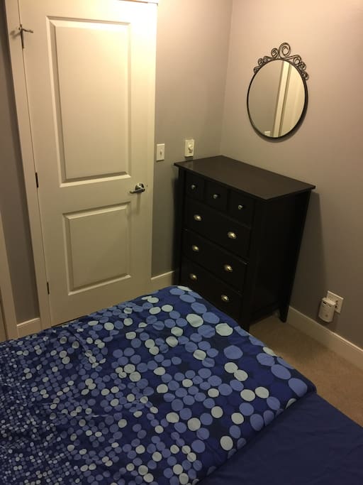Queen bed with memory foam mattress. In room heater. Fans can be provided if necessary.