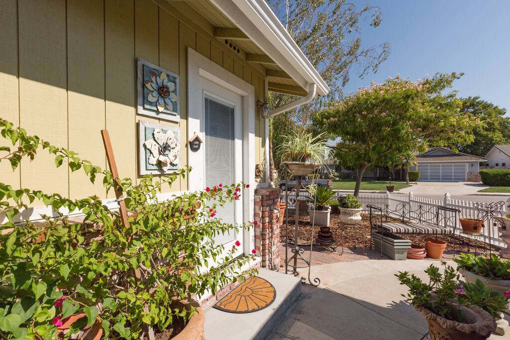 View from main house, Front walkway.