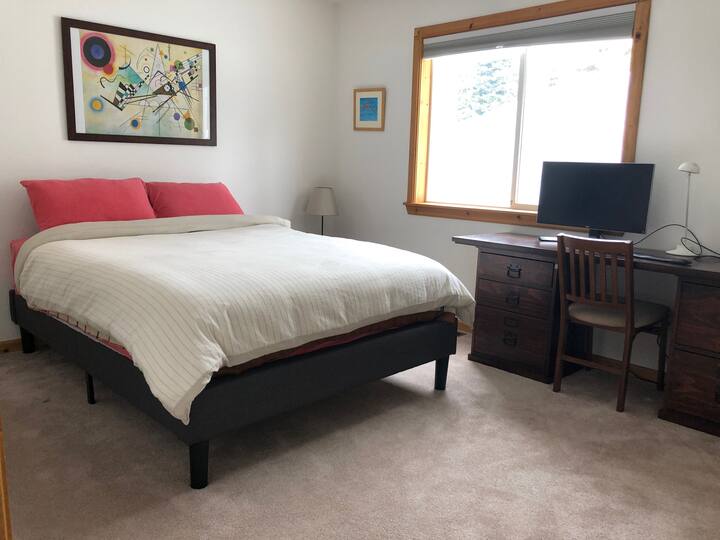 Downstairs bedroom with queen bed