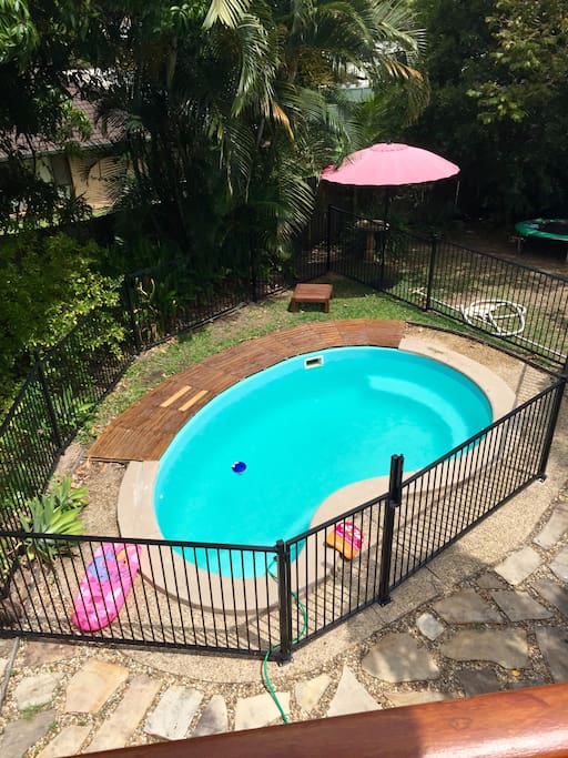 Pool with fence, safety approved.