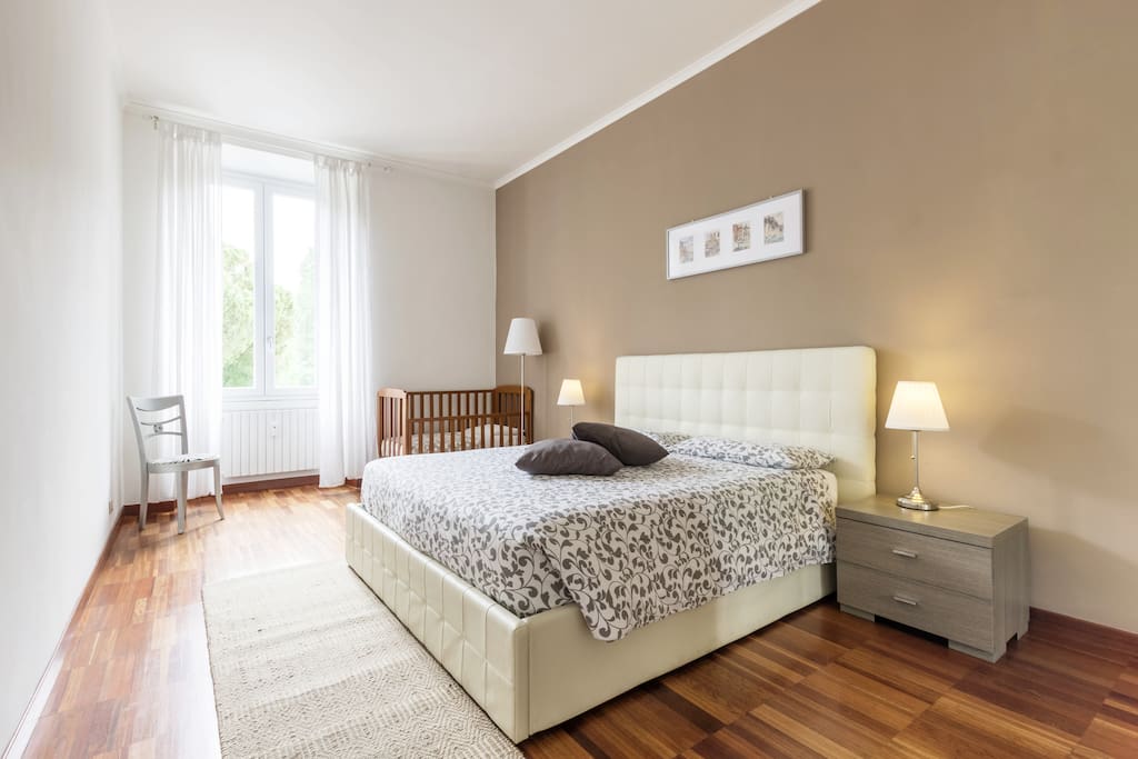 First bedroom:the white and brown one