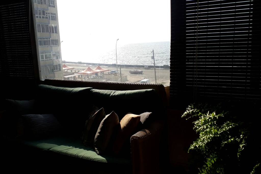 Incredible view of the Caribbean Sea from the living room.