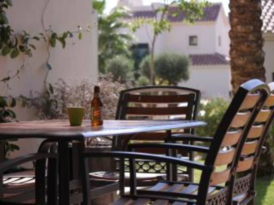 The apartment terrace (nice place for a quiet beer).